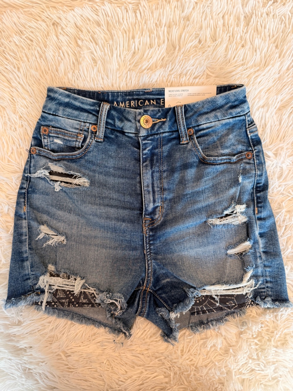 American Eagle Outfitters Distressed Blue Denim Jean Shorts